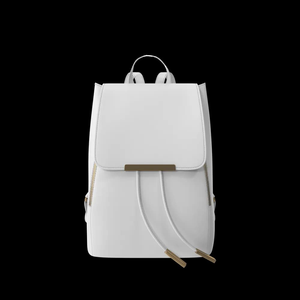 White Faux Leather Backpack